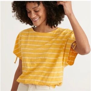 Marine Layer Blaine Yellow Stripe Cinch Tee Size Medium